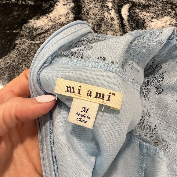 MIAMI for Francesca pale blue column lace over midi dress with ruffle hem - Picture 7 of 14